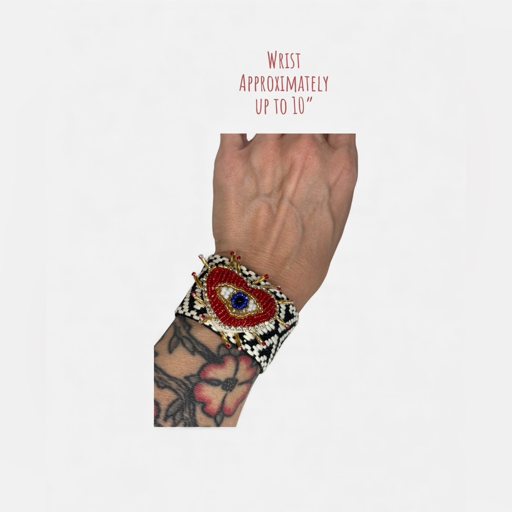 Red & Black Evil Eye Adjustable Bracelet | Protective Charm